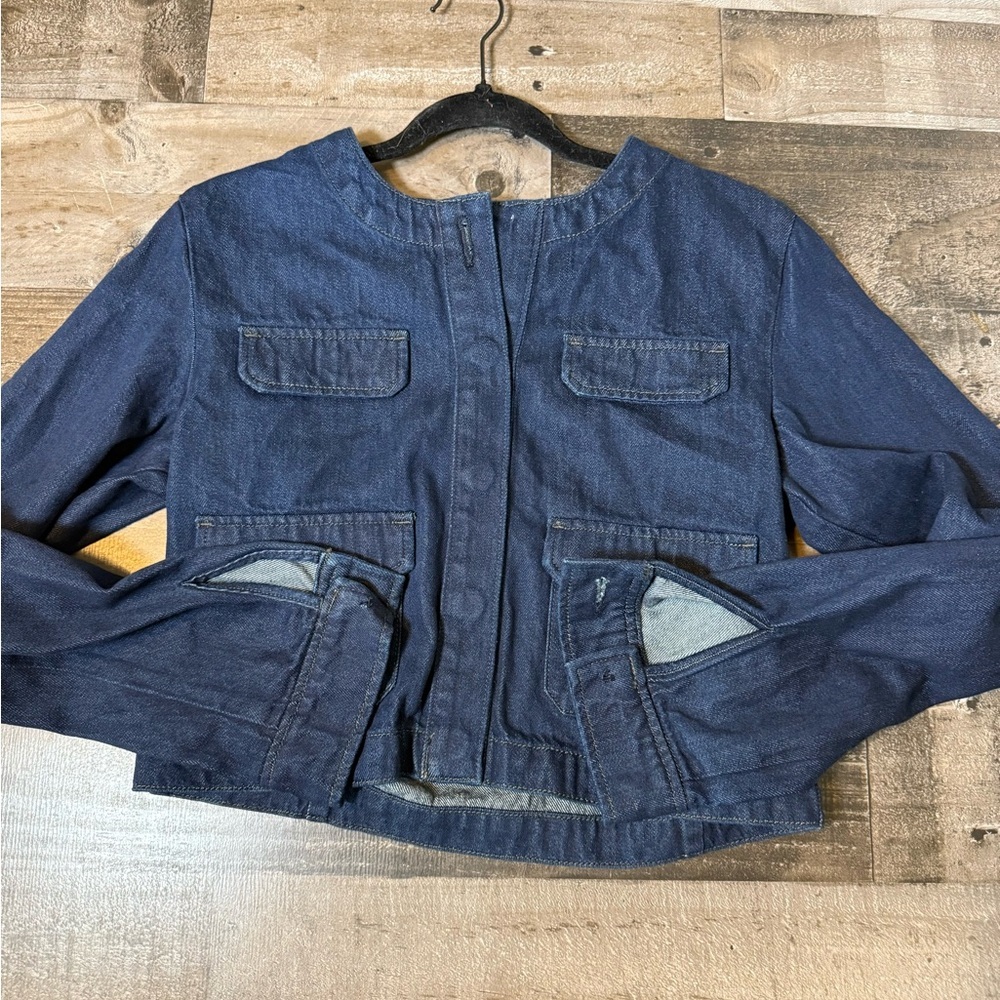 Favorite Daughter The Denim Emily Jacket S Cropped Denim Jacket NWT $298 Chic